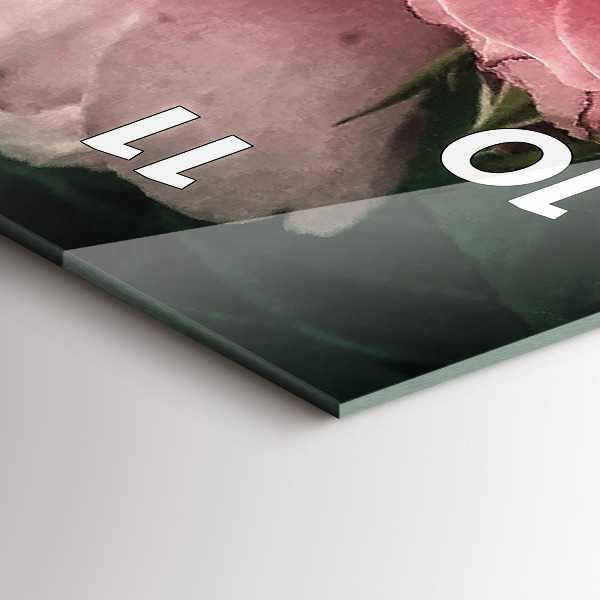 Vertikální skleněné hodiny Kytice růžových růží