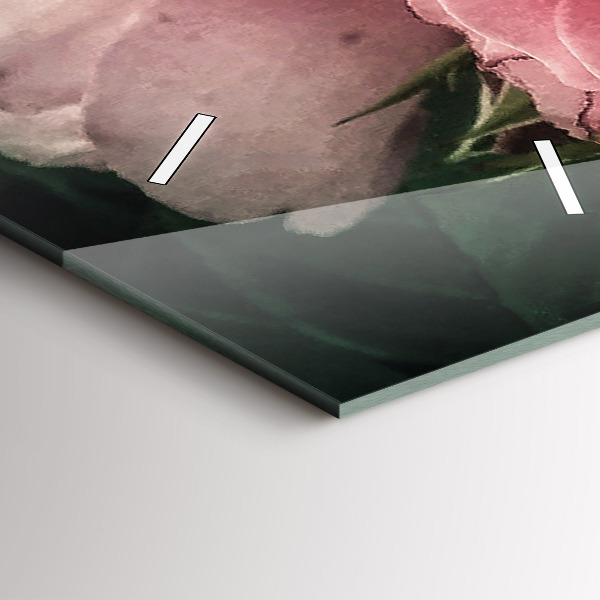 Vertikální skleněné hodiny Kytice růžových růží