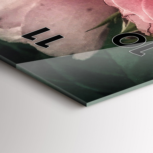 Vertikální skleněné hodiny Kytice růžových růží