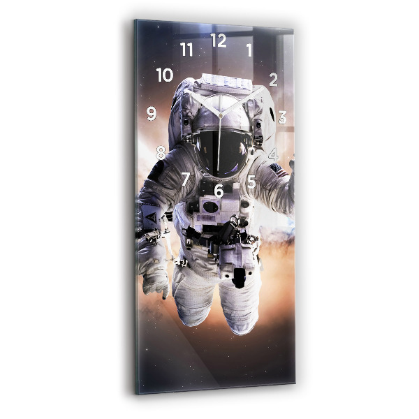 Vertikální skleněné hodiny Astronaut ve vesmíru