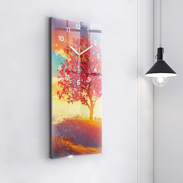 Vertikální skleněné hodiny Podzimní krajina