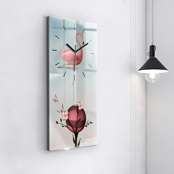 Vertikální skleněné hodiny Surrealistický plameňák