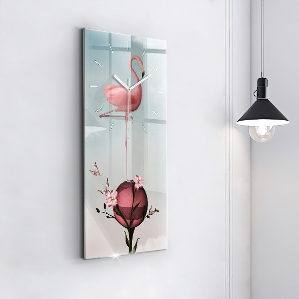 Vertikální skleněné hodiny Surrealistický plameňák