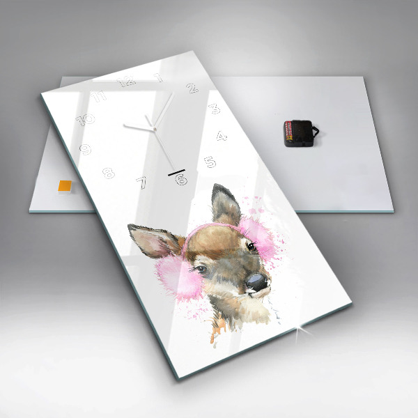 Vertikální skleněné hodiny Lesní jelen