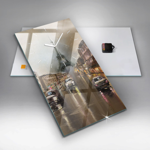 Vertikální skleněné hodiny Architektura města Paříže