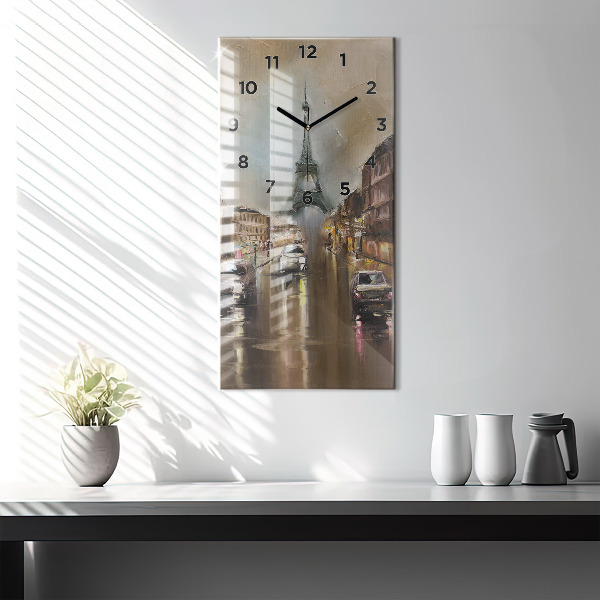Vertikální skleněné hodiny Architektura města Paříže