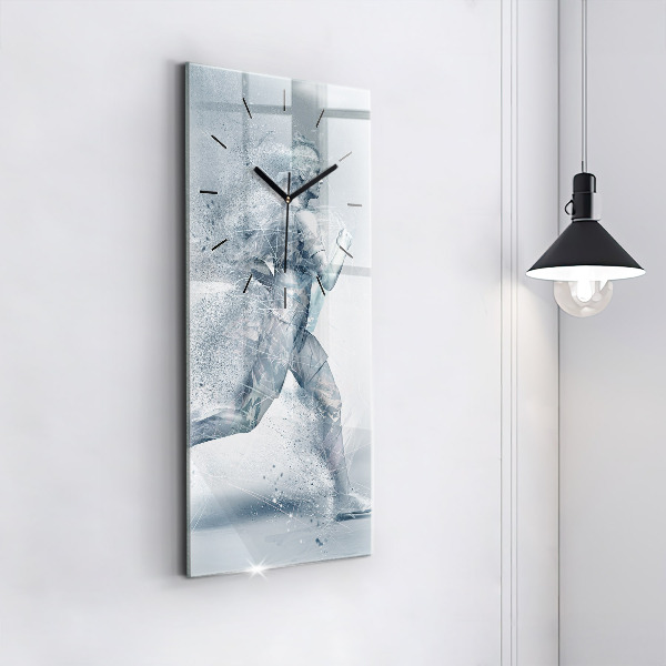 Vertikální skleněné hodiny Běžící muž