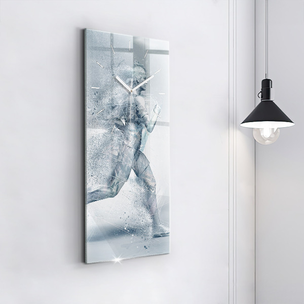 Vertikální skleněné hodiny Běžící muž