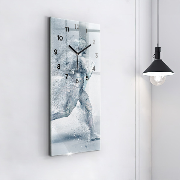 Vertikální skleněné hodiny Běžící muž