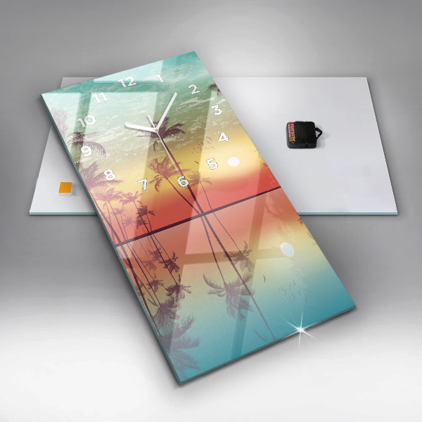 Vertikální skleněné hodiny Tropické palmy