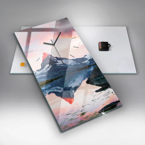 Vertikální skleněné hodiny Matterhornské jezero Stellisee