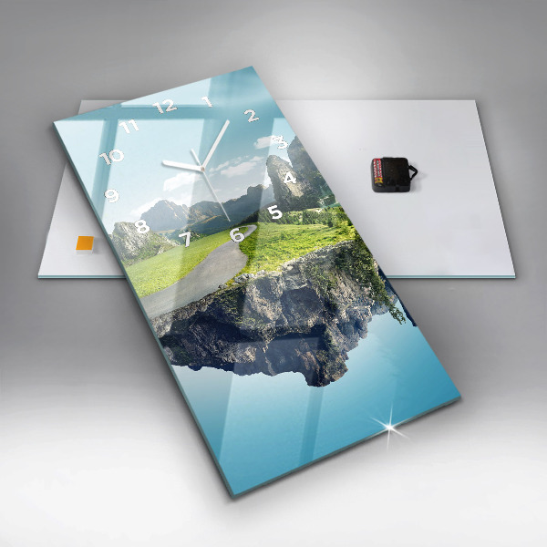 Vertikální skleněné hodiny Létající ostrov