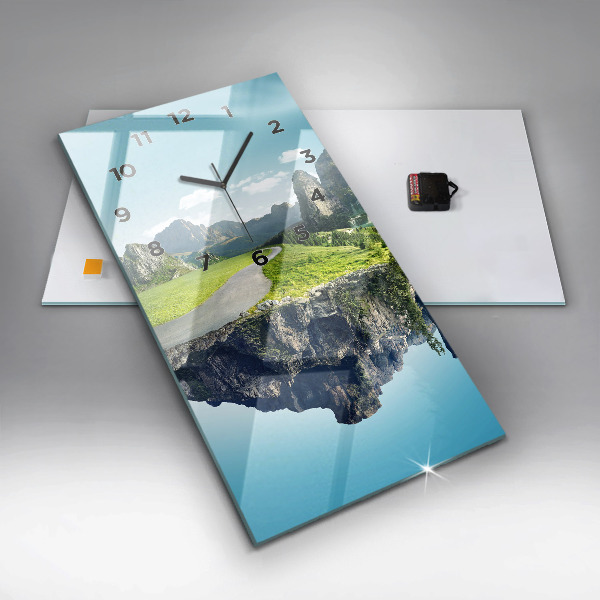 Vertikální skleněné hodiny Létající ostrov