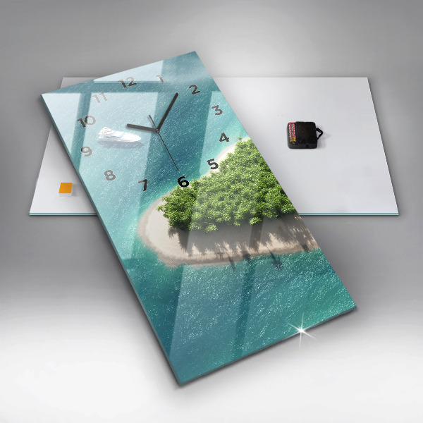 Vertikální skleněné hodiny Srdcový ostrov