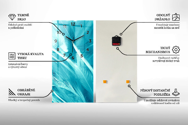 Vertikální skleněné hodiny Barevný slon