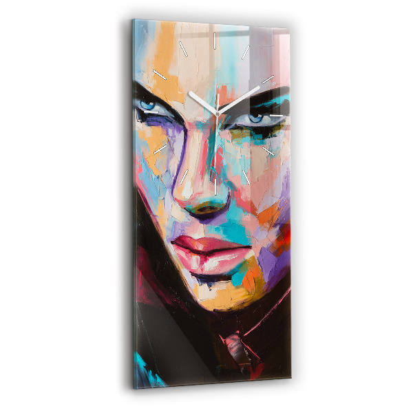Vertikální skleněné hodiny Portrét ženy