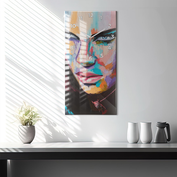 Vertikální skleněné hodiny Portrét ženy