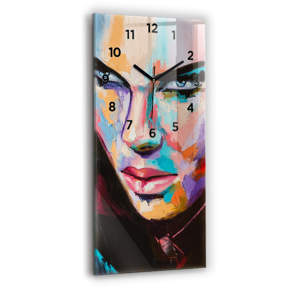 Vertikální skleněné hodiny Portrét ženy