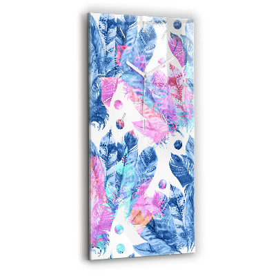 Vertikální skleněné hodiny Barevné peří