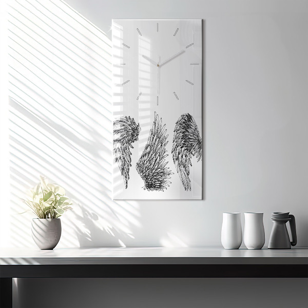 Vertikální skleněné hodiny Křídla anděla