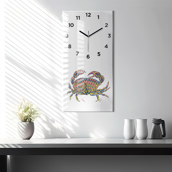 Vertikální skleněné hodiny Etnický krab