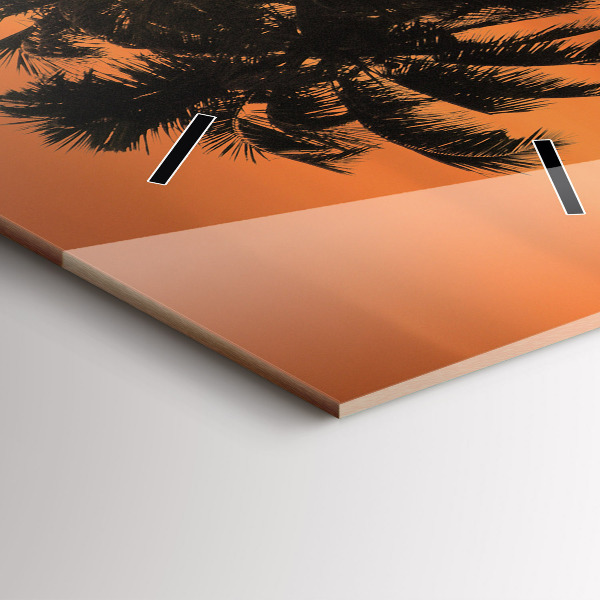 Vertikální nástěnné hodiny Západ slunce a palmy