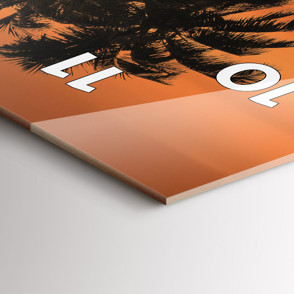 Vertikální nástěnné hodiny Západ slunce a palmy