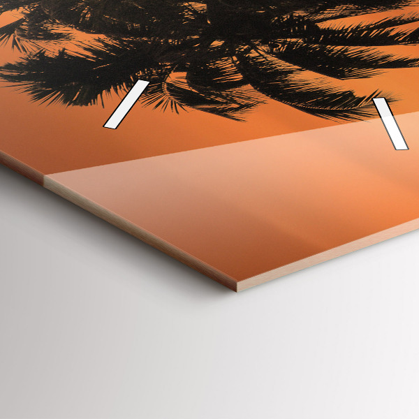 Vertikální nástěnné hodiny Západ slunce a palmy