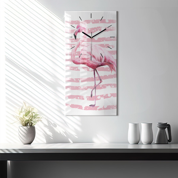 Vertikální nástěnné hodiny Grafika plameňáka