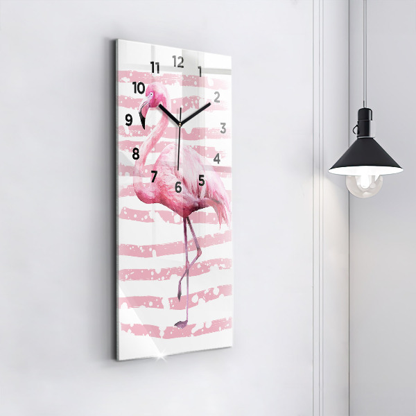 Vertikální nástěnné hodiny Grafika plameňáka