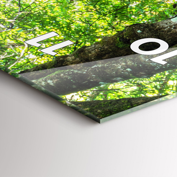 Vertikální skleněné hodiny Vodopád v lese