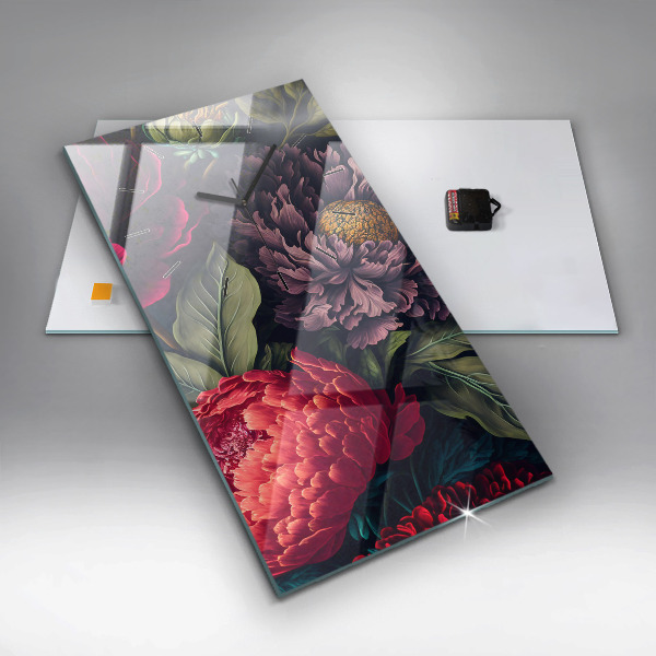 Vertikální skleněné hodiny Vintage kytice květin