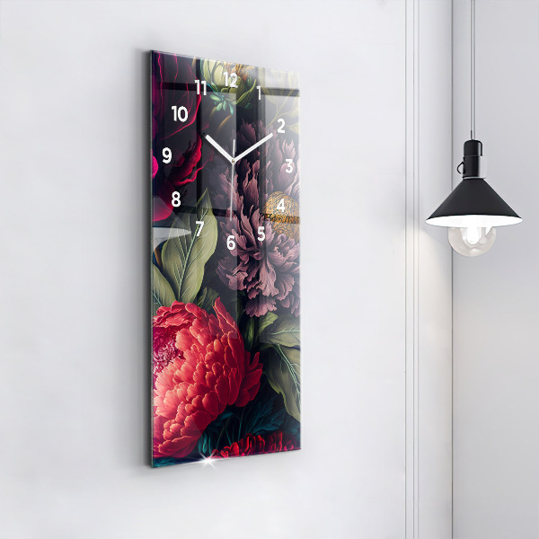 Vertikální skleněné hodiny Vintage kytice květin
