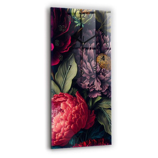 Vertikální skleněné hodiny Vintage kytice květin