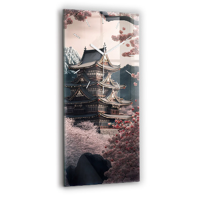 Vertikální skleněné hodiny Věž a květiny v Asii