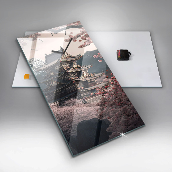 Vertikální skleněné hodiny Věž a květiny v Asii