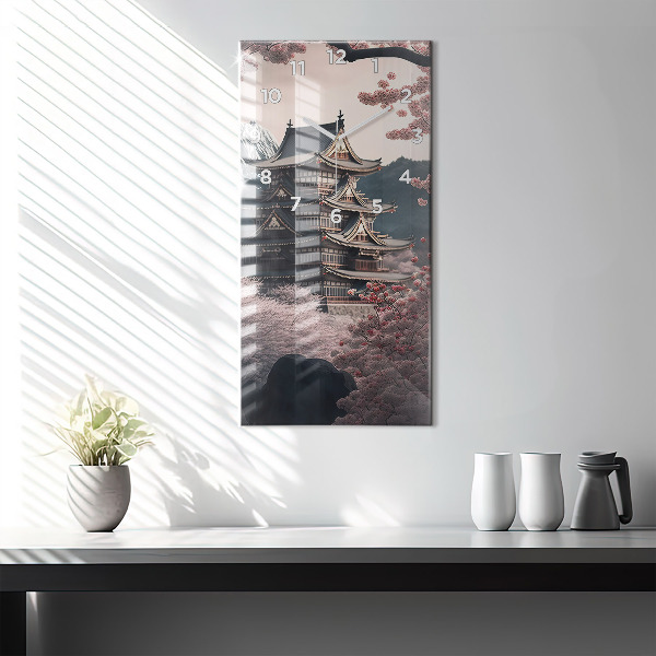 Vertikální skleněné hodiny Věž a květiny v Asii