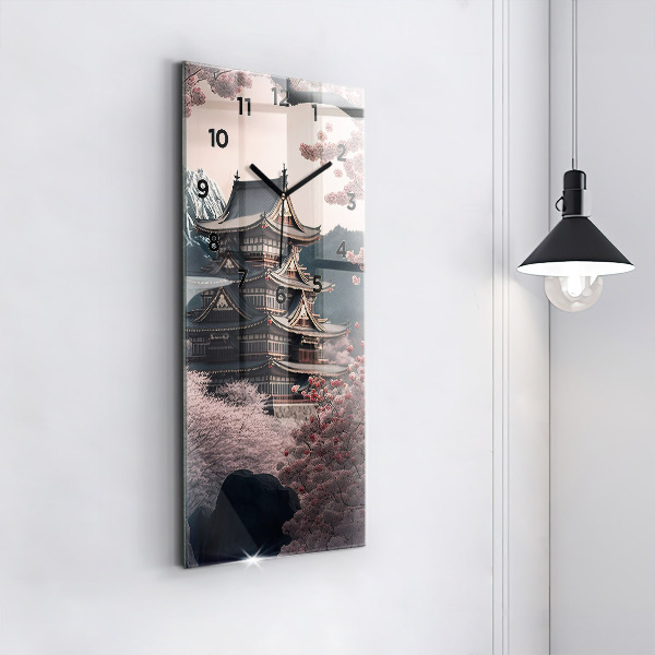 Vertikální skleněné hodiny Věž a květiny v Asii