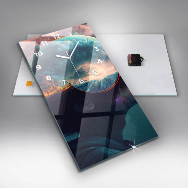 Vertikální skleněné hodiny Futuristický svět