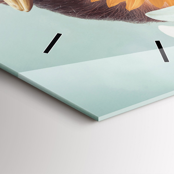 Vertikální skleněné hodiny Žena s květinami