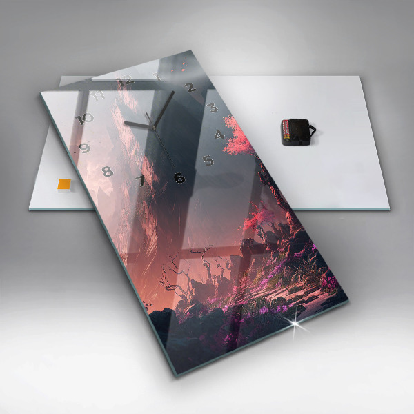 Vertikální skleněné hodiny Kouzelný les a hory