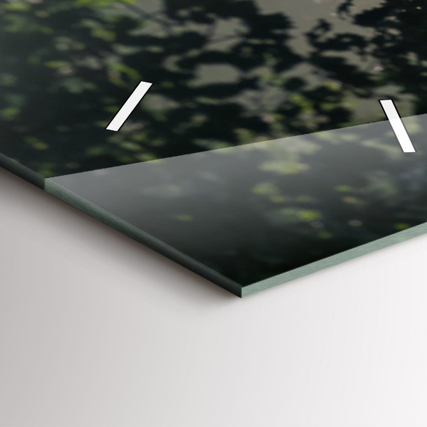 Vertikální nástěnné hodiny Lesní cesta a pruhy slunce