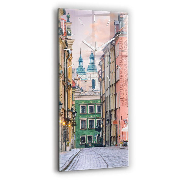 Vertikální skleněné hodiny Staré město ve Varšavě