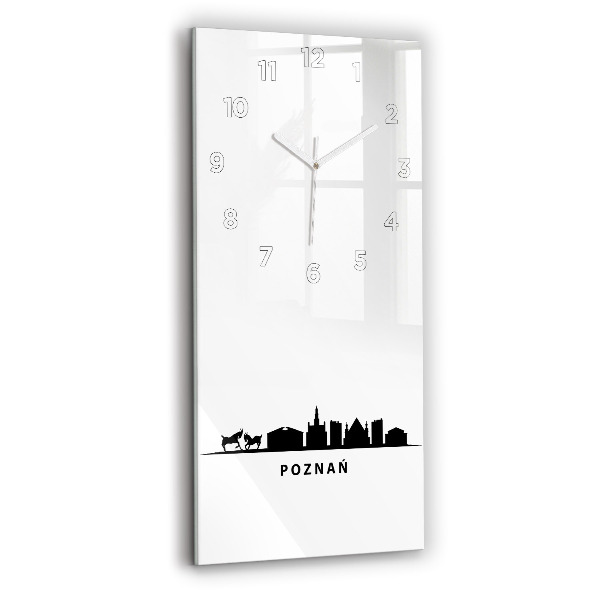 Vertikální skleněné hodiny Grafika panoramatu Poznaně