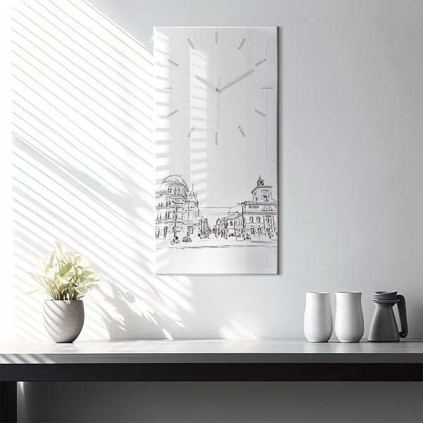 Vertikální skleněné hodiny Ilustrace města Poznaně