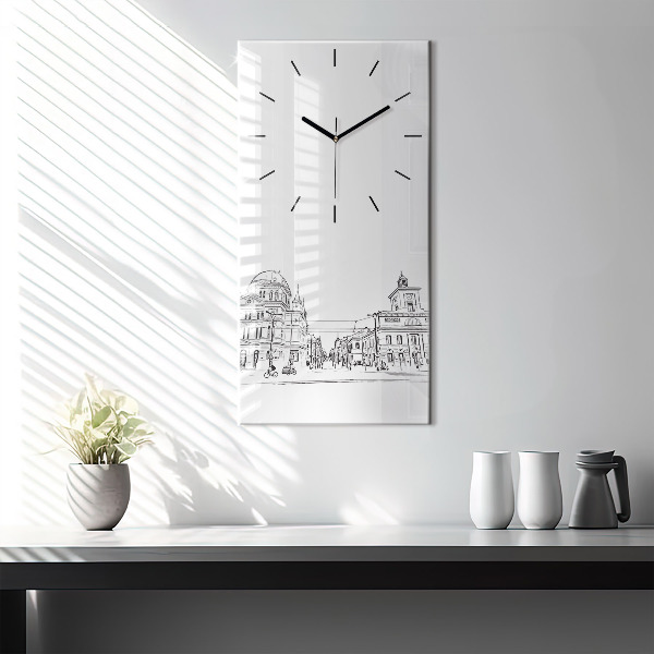 Vertikální skleněné hodiny Ilustrace města Poznaně