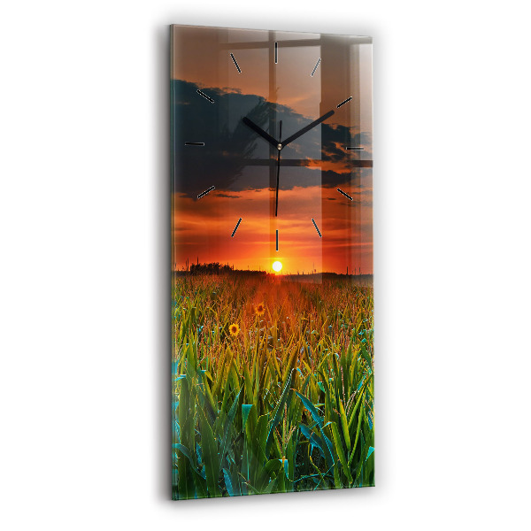 Vertikální nástěnné hodiny Slunečnice na louce