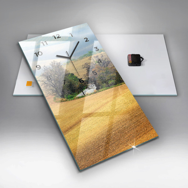 Vertikální skleněné hodiny Morava Venkovská krajina