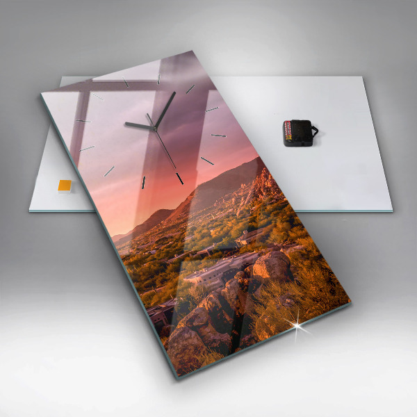 Vertikální skleněné hodiny Západ slunce v severním Scottsdale