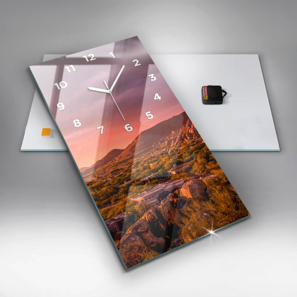 Vertikální skleněné hodiny Západ slunce v severním Scottsdale